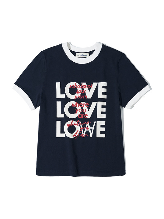 A3442 LOVE ringer T-shirt_Navy/White