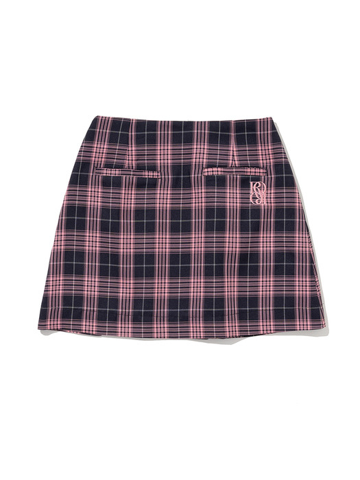 Check Pleats Mini Skirt [PINK]