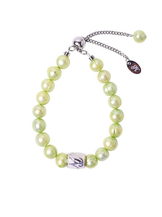 green pearl charm bracelet