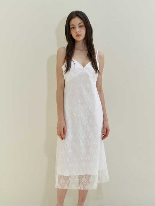 Grace layered lace dress - white