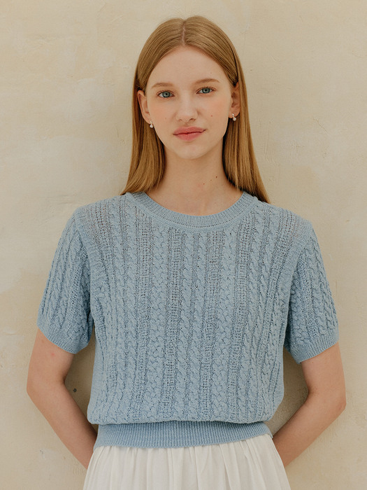 CABLE TAPE KNIT_SKY BLUE