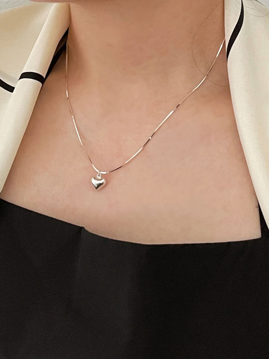 [Silver925] oar Square Chain Heart Necklace
