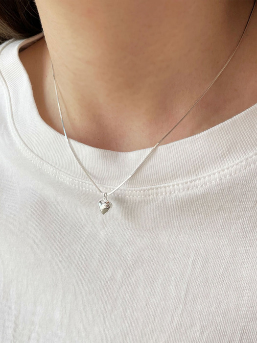 [Silver925] oar Square Chain Heart Necklace