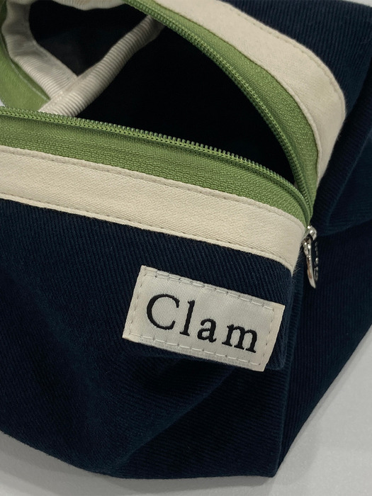 Clam round pouch _ Navy and green