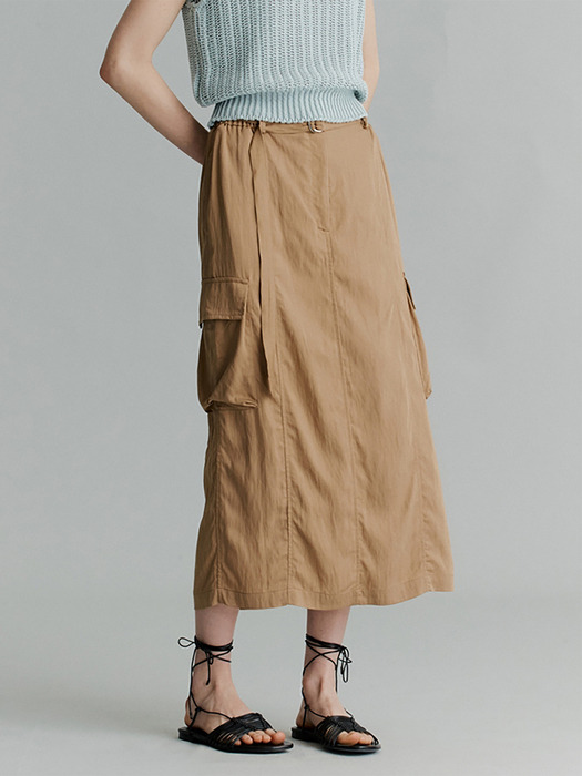 Belted Slit Skirt(Beige)