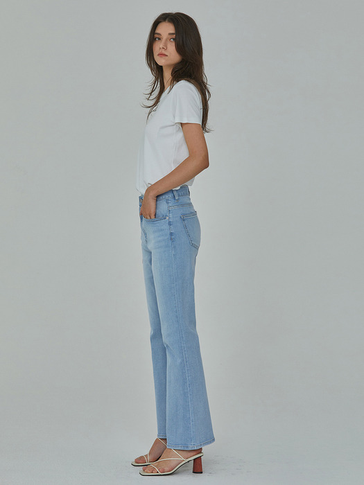 DENIM LONG SEMI BOOTS CUT PANTS LIGHT INDIGO