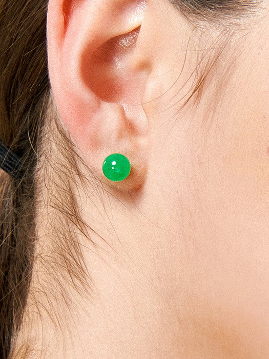 Green Jade Ball Silver Earring Ie334 [Silver]