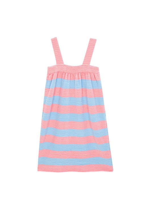 Stripe Sleeveless Dress_pink sky blue