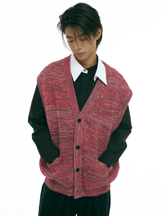 Multi Color Button Front Knit Vest (2 Colors)