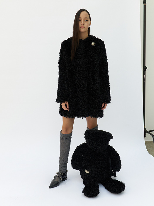 Eco Fur Coat (Black)