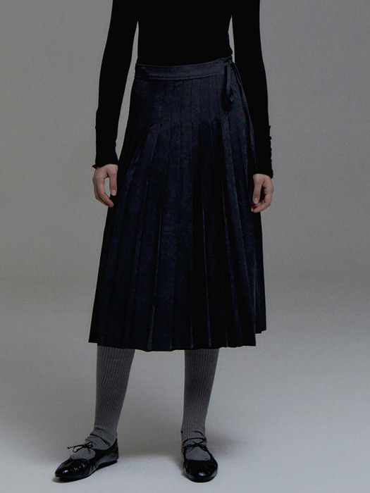 Wrap Pleated Skirt(Charcoal)