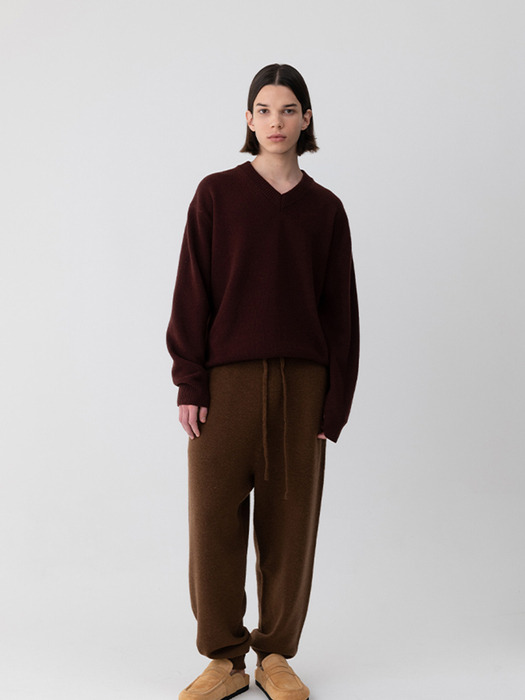 WHOLEGARMENT CASHMERE BLEND JOGGER PANTS [BRICK]