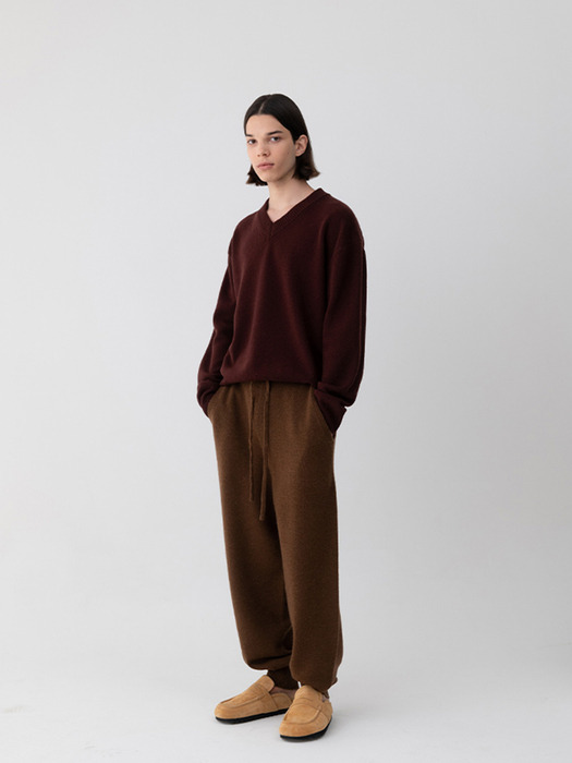 WHOLEGARMENT CASHMERE BLEND JOGGER PANTS [BRICK]