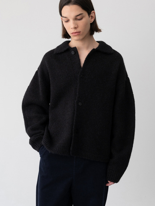 MOHAIR BUTTON CARDIGAN [BLACK]