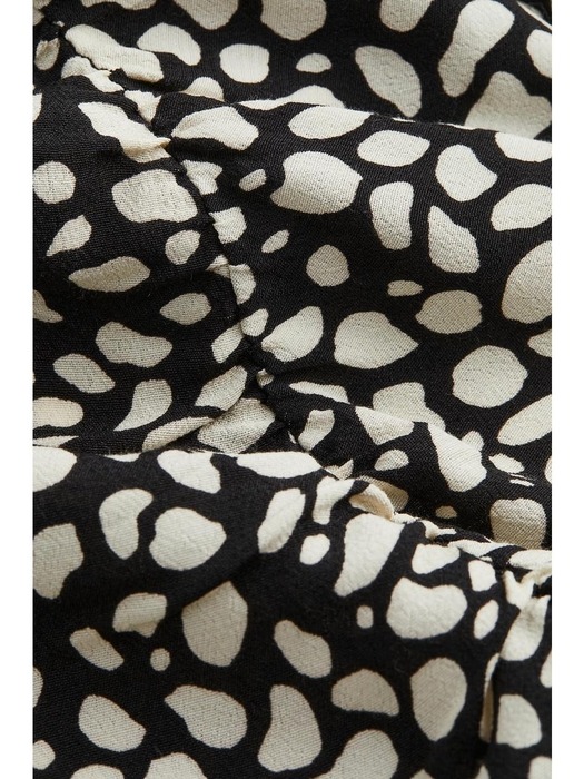 크레이프 퍼프 슬리브 드레스 블랙/패턴 1125033001