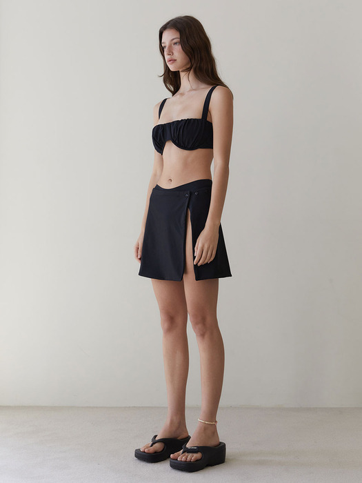 RVIS shirring bikini skirt black
