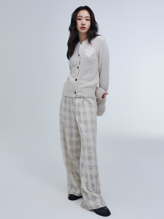 RACCOON BLENDED CARDIGAN ROUND NECK SPADE_IVORY