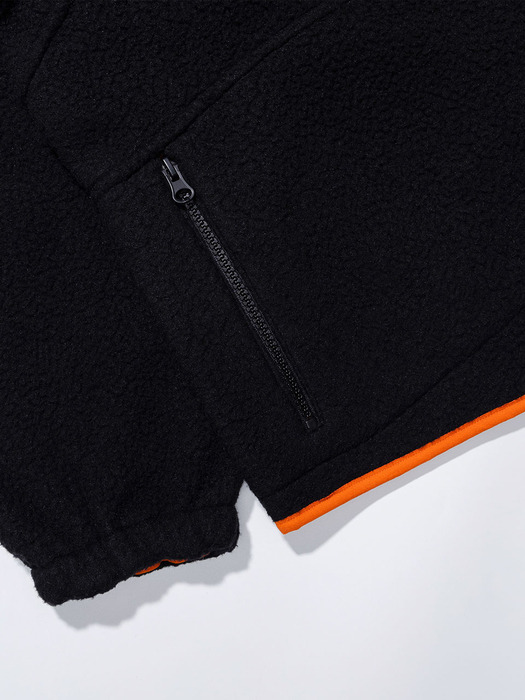 [Woman] Rond&Demarrer Half Button-Up Sherpa Jaket [Black&Orange]