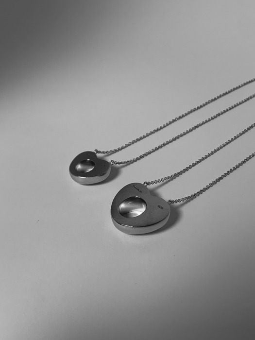[925 silver] Big hole heart necklace (41cm) - onyx