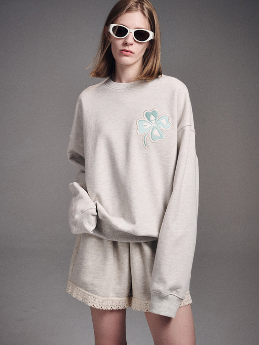 SWEATSHIRT CLOVERMARDI SATIN_OATMEAL MINT