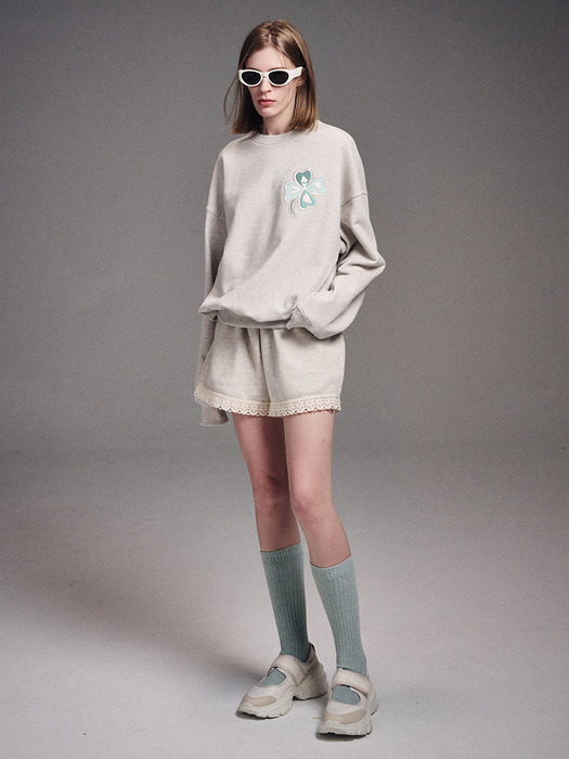 SWEATSHIRT CLOVERMARDI SATIN_OATMEAL MINT