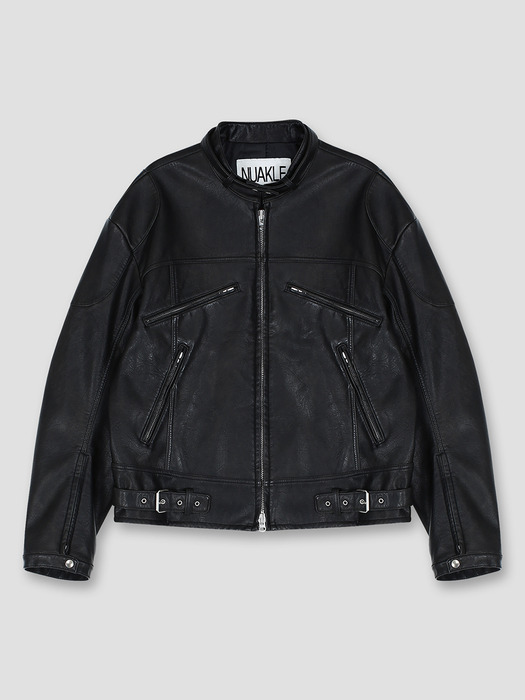 racing leather jacket w_black
