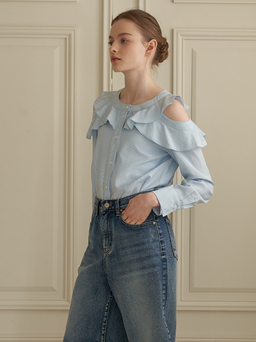 shoulder frill blouse SK