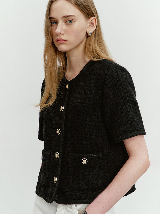 SUMMER TWEED JACKET BLACK_UDJA4B223BK