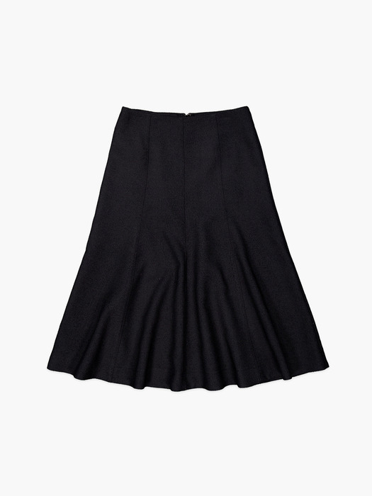 BOUCLE FLARE SKIRT_BLACK