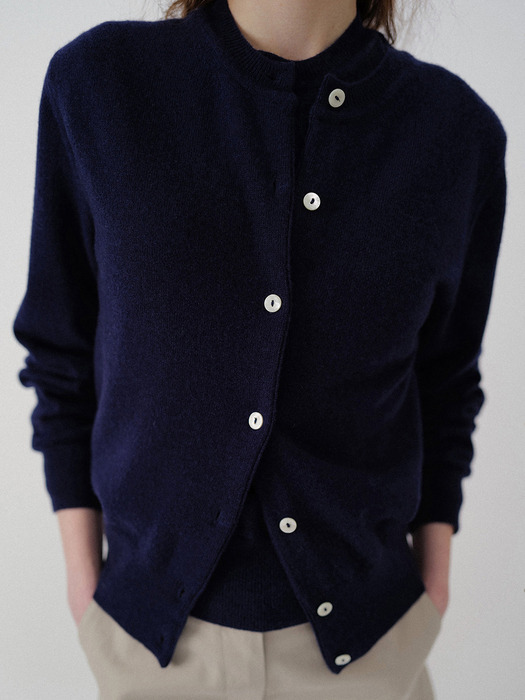 Emitt wool round cardigan (Navy)