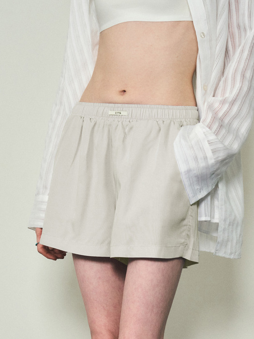 Glossy Citta Label Shorts_CTB526(Light Beige)