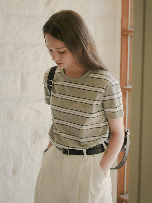 Multi stripe cotton t-shirt_Gray