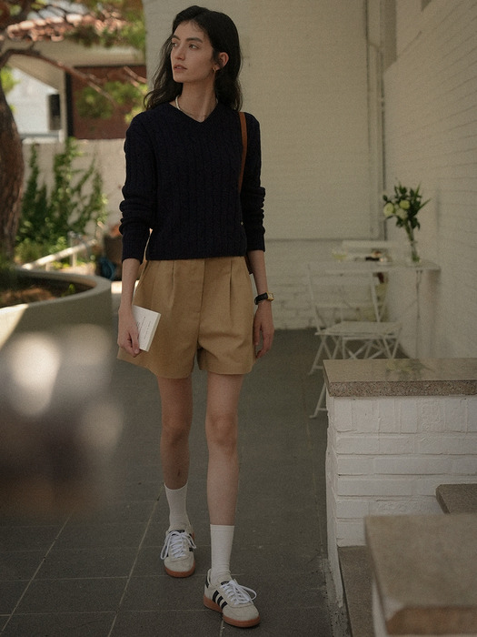 Classic Two turk cotton short pants_Beige