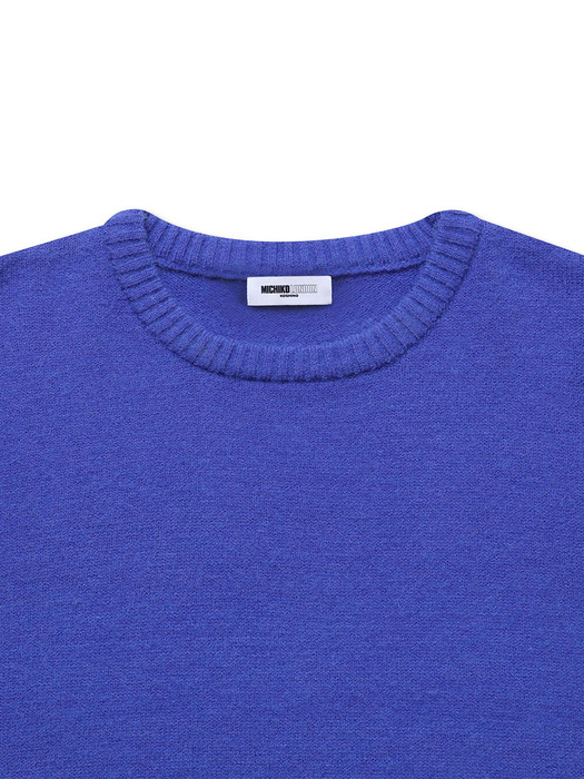 BASIC WOOL KNIT PULLOVER COBALT BLUE