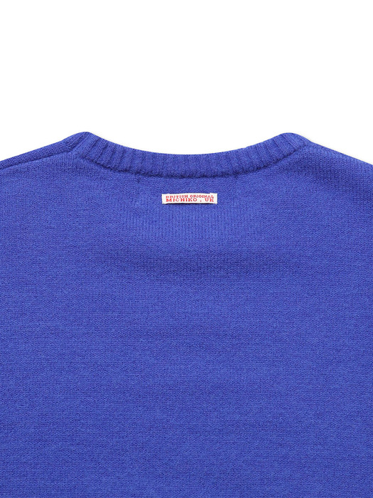 BASIC WOOL KNIT PULLOVER COBALT BLUE