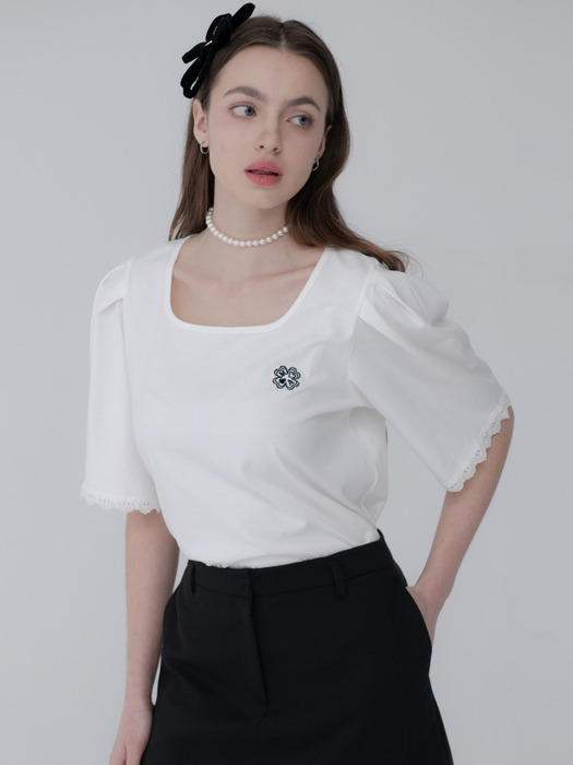 CLOVER SQUARENECK LACE TSHIRT_WHITE