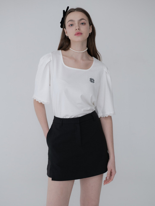 CLOVER SQUARENECK LACE TSHIRT_WHITE