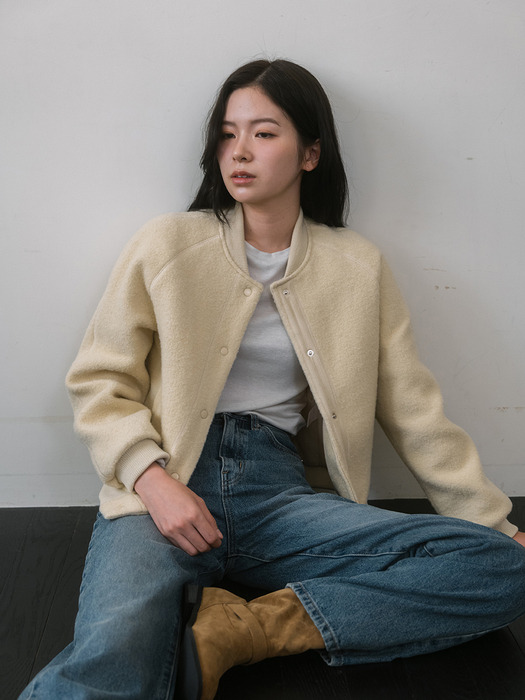 Curly Wool Blouson - Beige