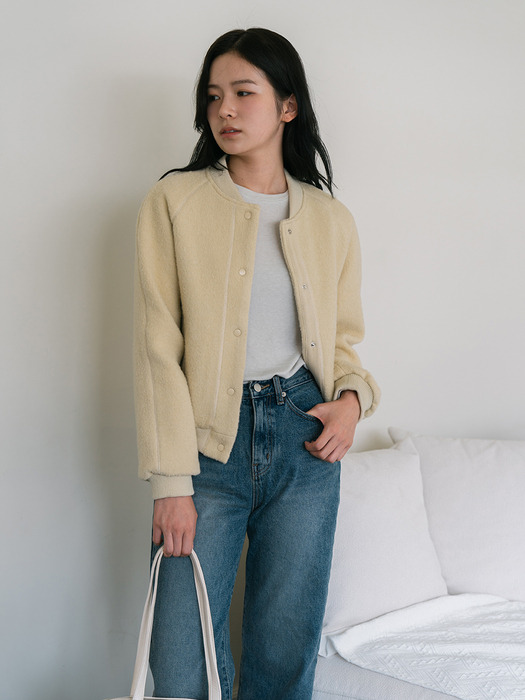 Curly Wool Blouson - Beige