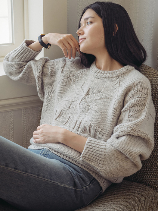 Logo point snowflake wool knit_Gray