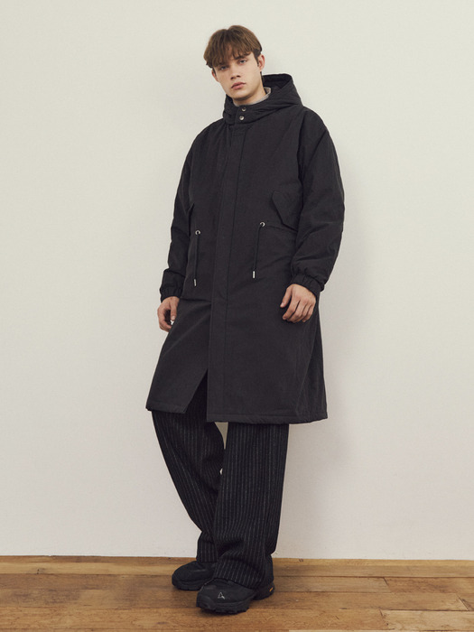 M-65 FishTail Hooded Jacket Padded Coat_BLACK