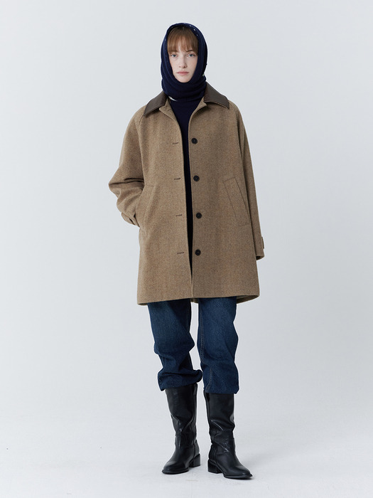 Collar Point Wool Coat (Brown)