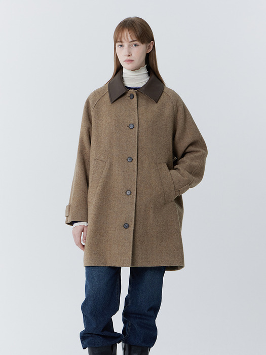 Collar Point Wool Coat (Brown)