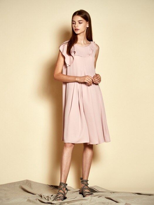 Sleeveless Frill Dress_ Pink