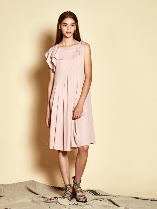 Sleeveless Frill Dress_ Pink