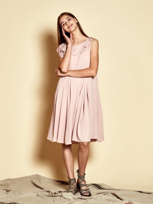 Sleeveless Frill Dress_ Pink