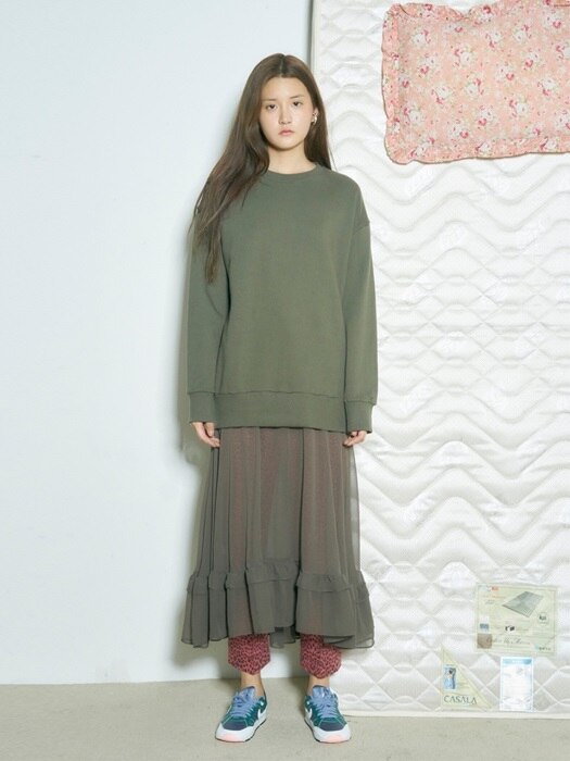 Baby Shirring Skirt Layered OPS [KHAKI]
