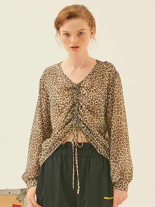 Leopard String Blouse (BROWN)