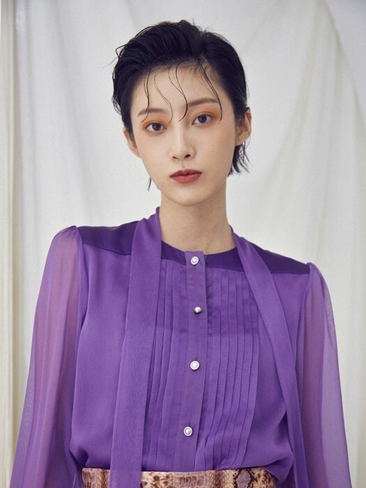 Pintuck blouse [Purple]