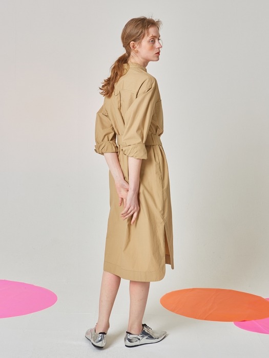 POCKET SHIRTS DRESS_BEIGE